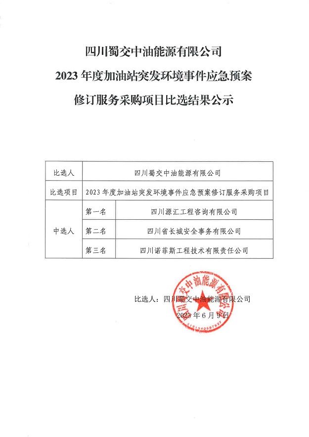 四川蜀交中油能源有限公司2023年度加油站突发环境事件应急预案修订服务采购项目比选结果公示_00.jpg